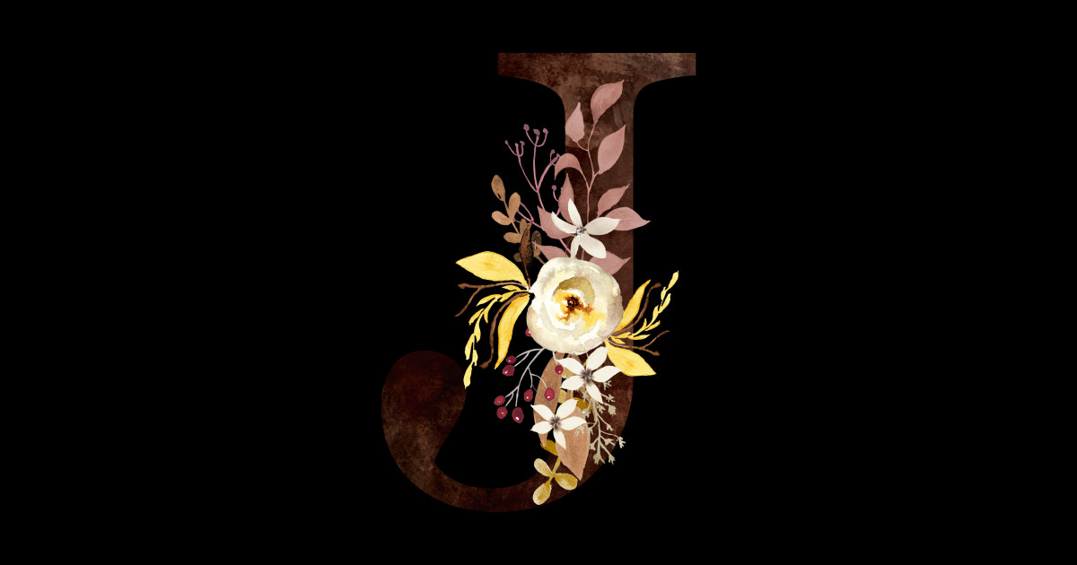 Floral Monogram J Lovely Autumn Foliage - Monogram J - Sticker | TeePublic