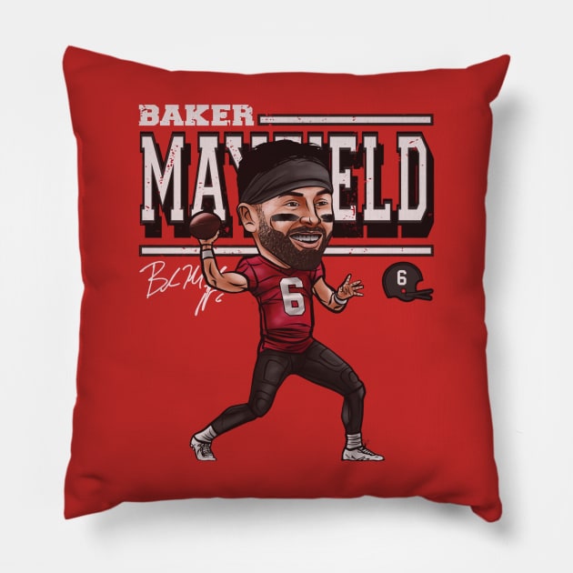 Baker Mayfield Tampa Bay Cartoon Pillow by ClarityMacaws