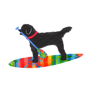 Colorful Stand Up Paddle Board Black Labradoodle Dog T-Shirt