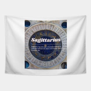 Sagittarius Zodiac Roman Numeral Print Tapestry