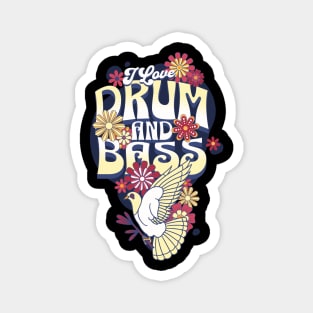 DRUM AND BASS  - I Love Retro Bird (navy/maroon/beige) Magnet