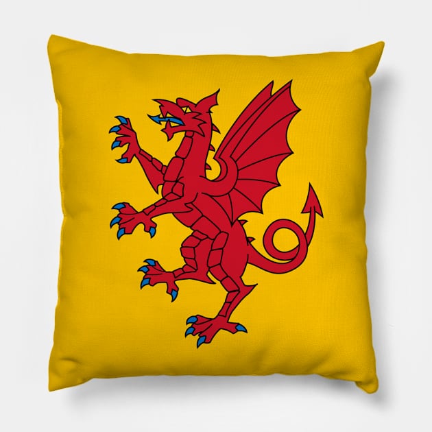 Somerset Flag - A Dragon Rampart on a Yellow Field Pillow by SolarCross