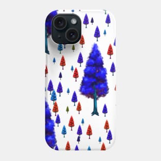 blue red trees leaves background pattern texture Phone Case