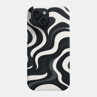 Monochrome Waves: Modern Abstract Ebb and Flow Phone Case