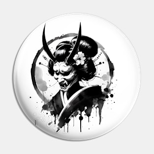 Sumie Enso Japanese Brushstroke Oni Geisha Demon Pin