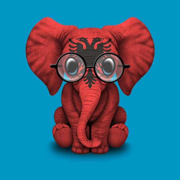 Baby Elephant with Glasses and Albanian Flag by jeffbartels