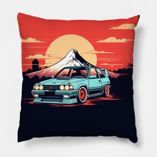 Drift Car and Mount Fuji Pillow