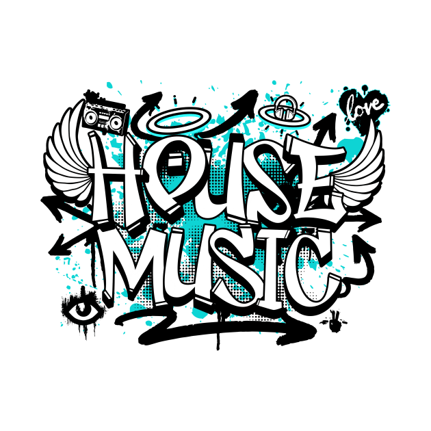 HOUSE MUSIC  - Graffiti Steez (Blue/Black) by DISCOTHREADZ 