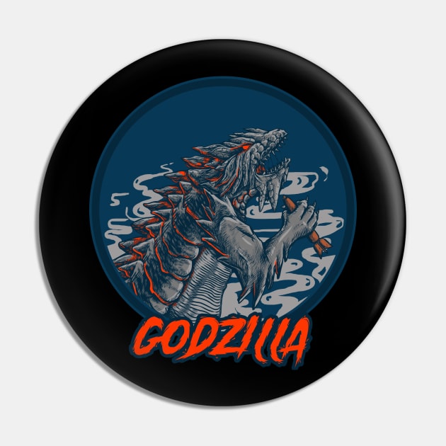 Godzilla Pin by phsycartwork