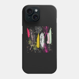 Feathers Pink, Yellow, Grey and Gold Specks Phone Case