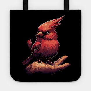 Cute Northern Cardinal on hand Tote