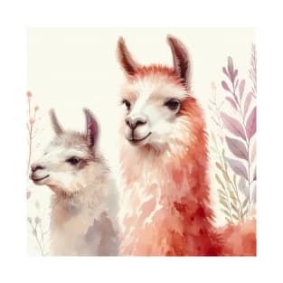 Watercolor Llama Alpaca Art T-Shirt