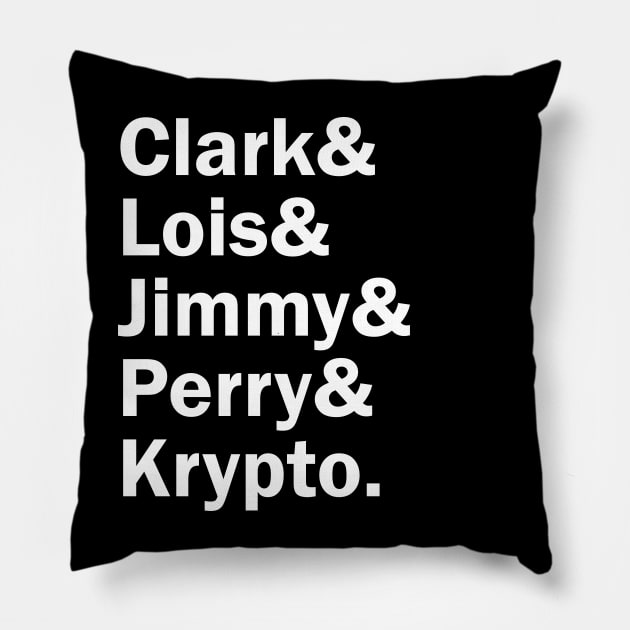 Funny Names x Superman (Clark, Lois, Jimmy, Perry, Krypto) Pillow by muckychris