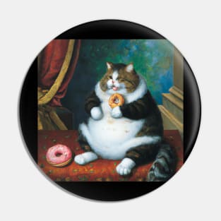 Chonky cat eating donuts  oil Pin