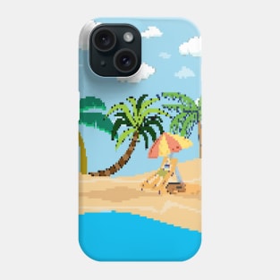 Dad and dog chilling on beach Phone Case