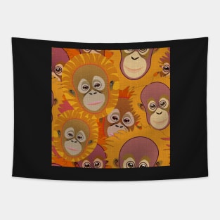 Orangutan baby faces surface design Tapestry