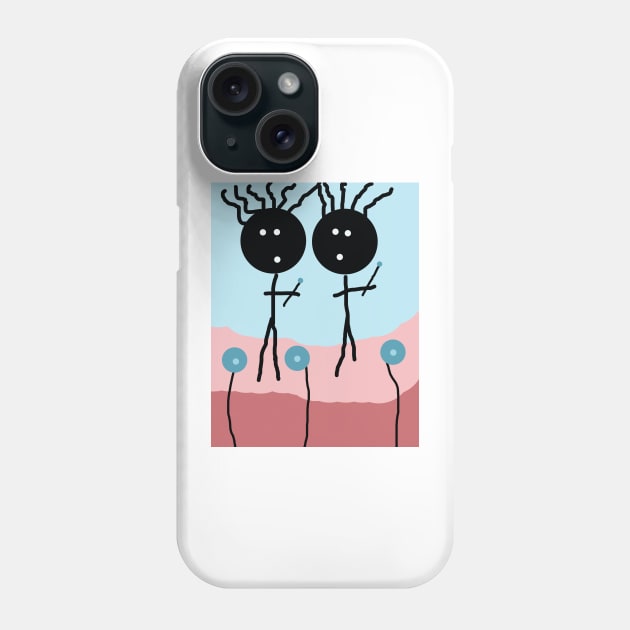 Kids With Desert Flowers Stick Figure Phone Case by Eigo Wild