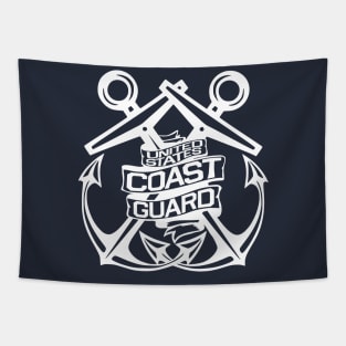 U.S. Coast Guard - Crossed Anchors In White Tapestry