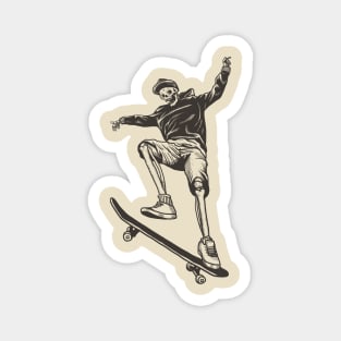 Skateboard Skeleton Linocut. hoodie and Magnet