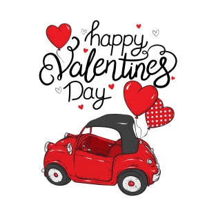 Red Truck With Hearts Happy Valentine's Day Gifts For Girls Women T-Shirt