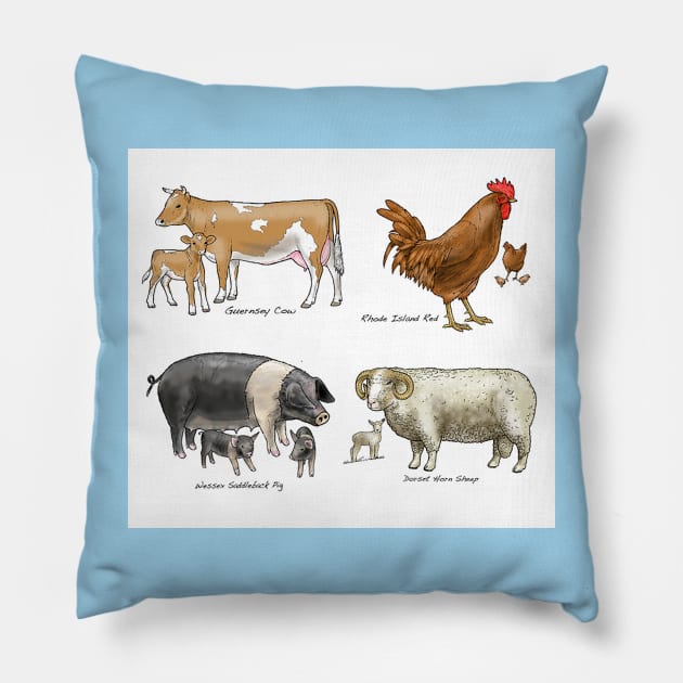 Farm Animals Pillow by davidroland