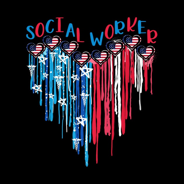 Social Worker American Flag Melting Heart 4th Of July by nakaahikithuy