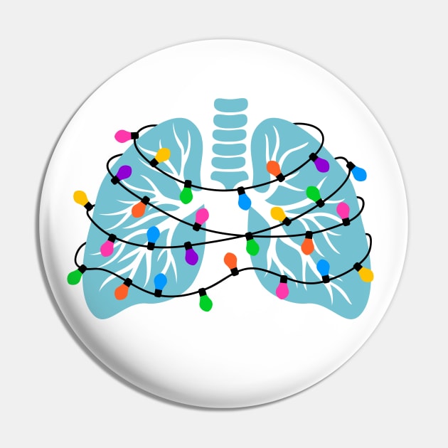 Lungs Christmas Lights Respiratory Therapist Xmas Gift Pin by Hobbybox