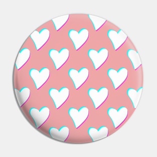 Retro Hearts on Soft Pink Pin