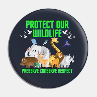 Protect Our Wildlife: Preserve, Conserve, Respect. Pin