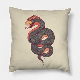 Happy Snake (Green/Orange/vintage) Pillow