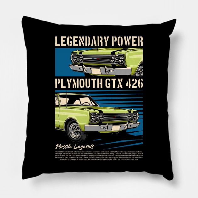 Plymouth GTX 426 Hemi Classic Car Pillow by milatees