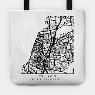 TEL AVIV ISRAEL BLACK CITY STREET MAP ART Tote