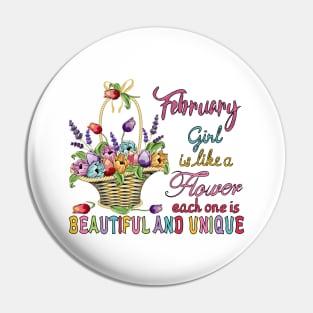 February Girl - Flower Basket Pin