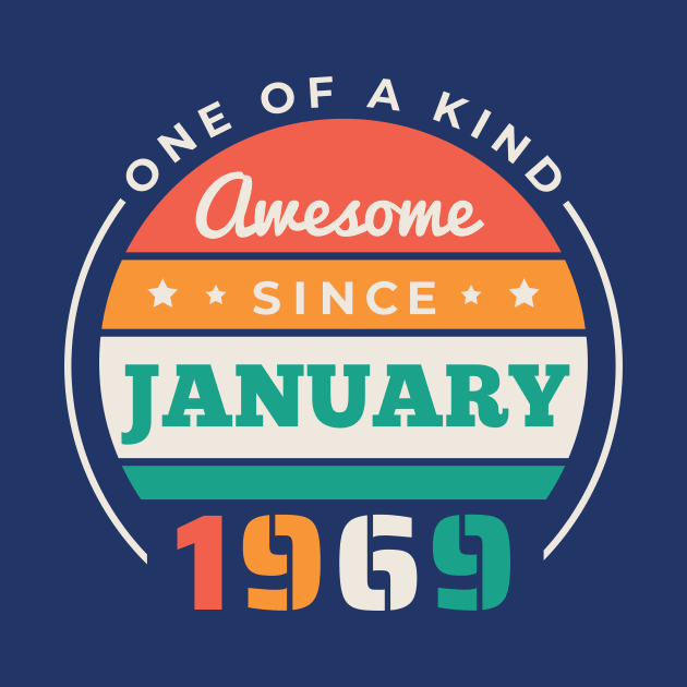 Retro Awesome Since January 1969 Birthday Vintage Bday 1969 by Now Boarding