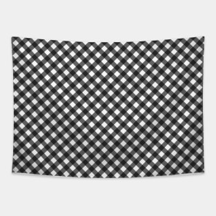 Classic Black and White Plaid Tapestry