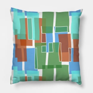 Colorful Green Mid Century Modern 60s Style Geometric Cut Outs Pattern Pillow