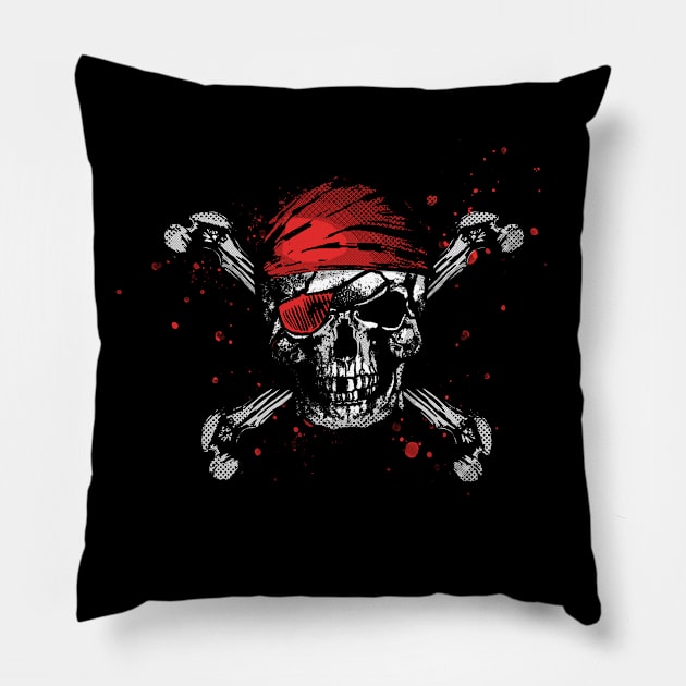 Skull and Cross Bones Halloween T-shirt Pillow by mismail