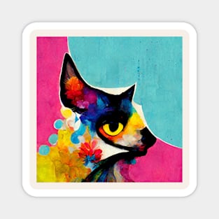 Abstract Cat Magnet