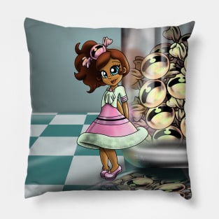 African American Girl and Candy Pillow