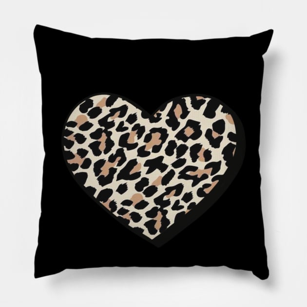 Heart Filled with Tan Cheetah Print Pillow by Sheila’s Studio