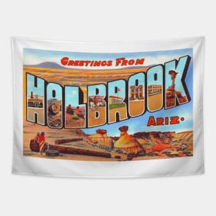 Greetings from Holbrook Arizona, Vintage Large Letter Postcard Tapestry