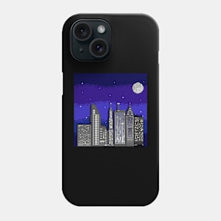 Pixelated Urban Nocturne: A Nighttime Cityscape Phone Case