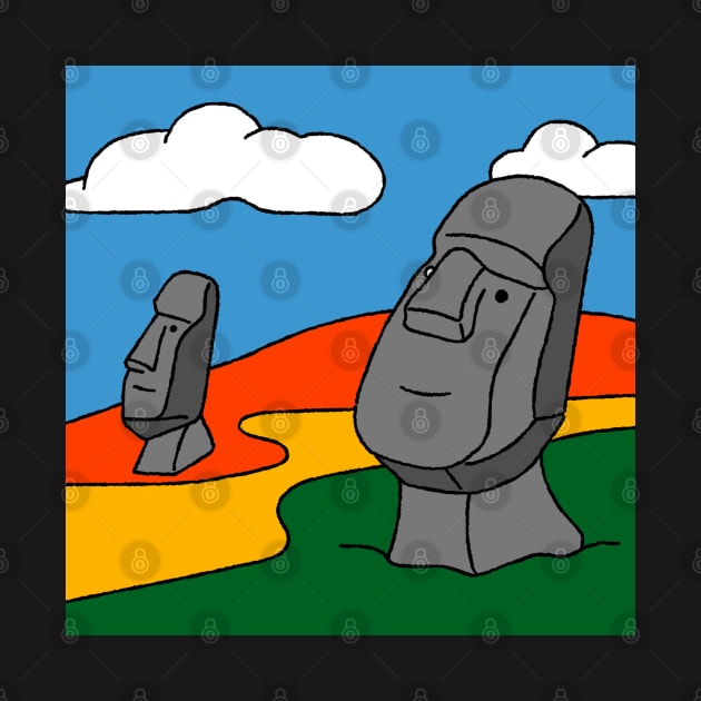 Easter Island Moai Statue Pop Art Illustration by oddoddthings