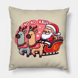 Christmas llama with Santa Pillow