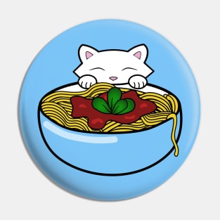 Cute cat eating spaghetti Pin