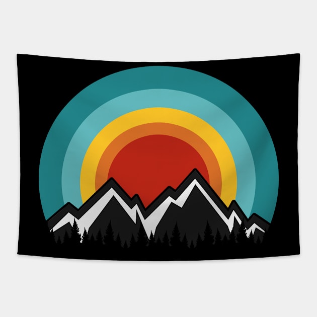 Mountains Retro Tapestry by Polahcrea