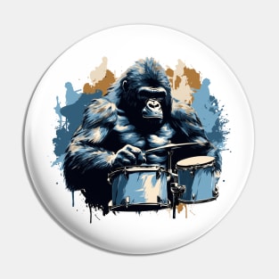 Gorilla playing drums Pin