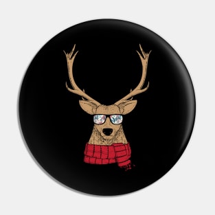 Awesome Christmas Reindeer with Cool Glasses Pin