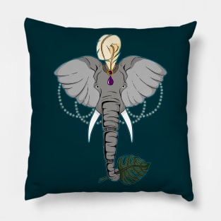 Elephant Monstera Pillow