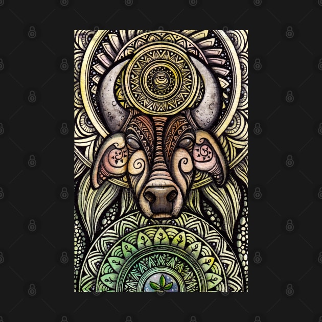 Trippy Mandala Ox by asiancoffeegirl